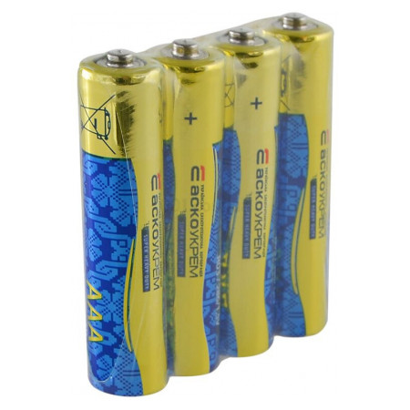 Батарейка сольова AАА.R03.SP4, типорозмір AAA упаковка shrink 4 шт., АСКО-УКРЕМ (Аско.R03.SP4) фото