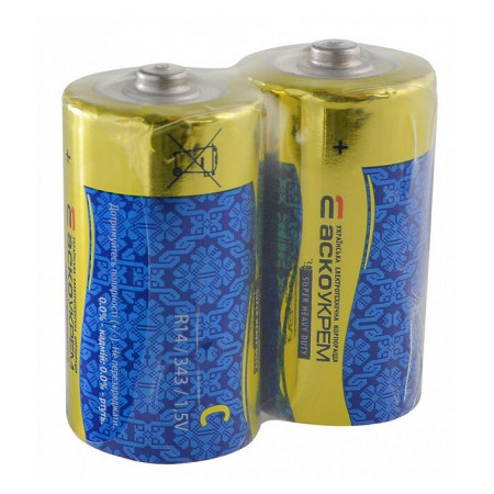 Батарейка сольова С.R14.SP2, типорозмір C упаковка shrink 2 шт., АСКО-УКРЕМ (Аско.R14.SP2) фото