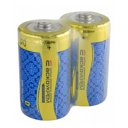Батарейка сольова D.R20.SP2, типорозмір D упаковка shrink 2 шт., АСКО-УКРЕМ (Аско.R20.SP2) фото