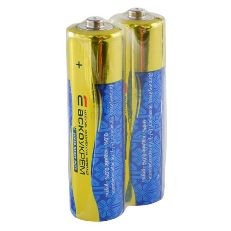 Батарейка сольова АА.R6.SP2, типорозмір AA упаковка shrink 2 шт., АСКО-УКРЕМ (Аско.R6.SP2) фото