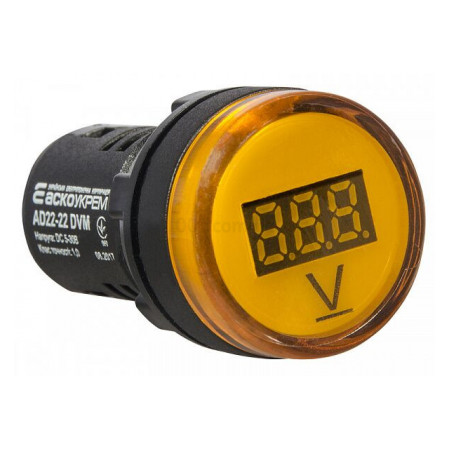 Вольтметр цифровой AD22-22 DVM 5-30В DC желтый, АСКО-УКРЕМ (A0190010013) фото