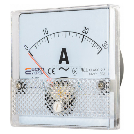 Амперметр А-80 (80x80 мм) 30 А (AC) прямого включения, АСКО-УКРЕМ (A0190010054) фото