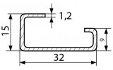 DIN-рейка TH(TS)-32 1м, АСКО-УКРЕМ изображение 4 (габаритные размеры)