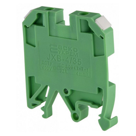 Гвинтовий контактний затискач JXB 4/35 на DIN-рейку зелений, АСКО-УКРЕМ (A0130010012) фото
