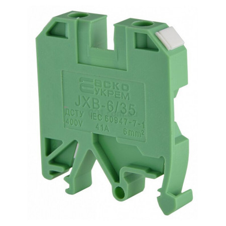 Гвинтовий контактний затискач JXB 6/35 на DIN-рейку зелений, АСКО-УКРЕМ (A0130010014) фото