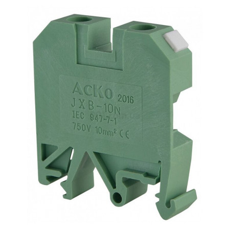 Гвинтовий контактний затискач JXB 10/35 на DIN-рейку зелений, АСКО-УКРЕМ (A0130010016) фото