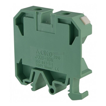 Гвинтовий контактний затискач JXB 16/35 на DIN-рейку зелений, АСКО-УКРЕМ (A0130010018) фото