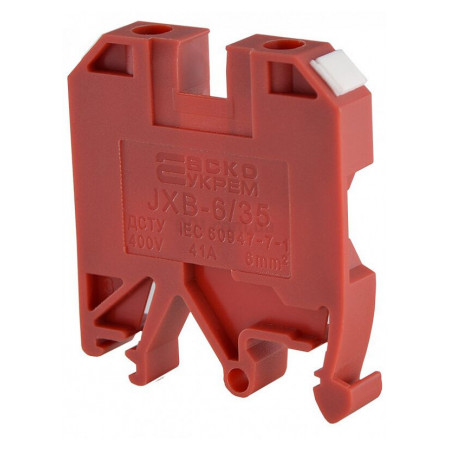 Гвинтовий контактний затискач JXB 6/35 на DIN-рейку червоний, АСКО-УКРЕМ (A0130010035) фото