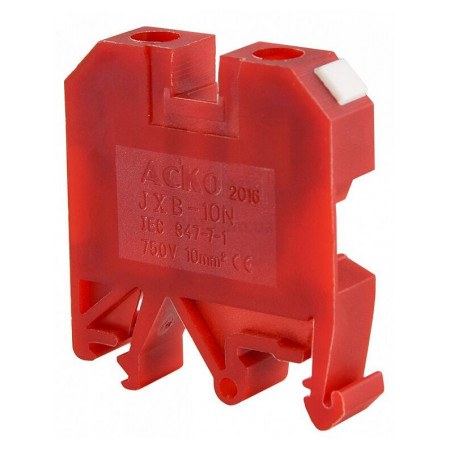 Гвинтовий контактний затискач JXB 10/35 на DIN-рейку червоний, АСКО-УКРЕМ (A0130010036) фото