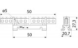 Шина нульова BC-507 з ізолятором на DIN-рейку 7 отворів, АСКО-УКРЕМ зображення 3 (габаритні розміри)
