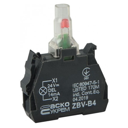Блок ZBV-B4 для подсветки красный 24В для кнопок TB5, АСКО-УКРЕМ (A0140010211) фото