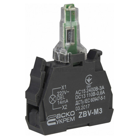 Блок ZBV-M3 для підсвічування зелений 230В для кнопок TB5, АСКО-УКРЕМ (A0140010219) фото