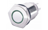 Кнопка металлическая с подсветкой (1НО+1НЗ) 220В зеленая TYJ16-261, АСКО-УКРЕМ изображение 2
