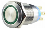 Кнопка металлическая с подсветкой (2НО+2НЗ) 220В зеленая TYJ19-272, АСКО-УКРЕМ изображение 2