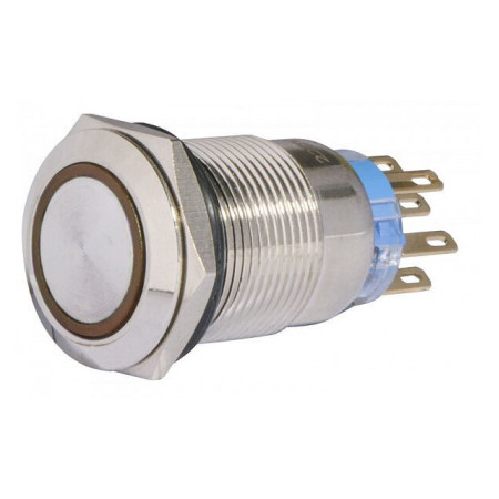 Кнопка металлическая с подсветкой и фиксацией (2НО+2НЗ) 220В желтая TYJ19-372, АСКО-УКРЕМ (A0140010121) фото