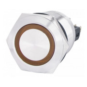 Кнопка металлическая с подсветкой (1НО+1НЗ) 220В желтая TYJ22-271, АСКО-УКРЕМ мини-фото