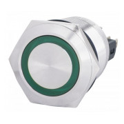 Кнопка металлическая с подсветкой (1НО+1НЗ) 220В зеленая TYJ22-271, АСКО-УКРЕМ мини-фото
