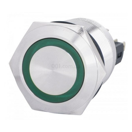 Кнопка металлическая с подсветкой (1НО+1НЗ) 220В зеленая TYJ22-271, АСКО-УКРЕМ (A0140010132) фото