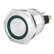 Кнопка металлическая с подсветкой и фиксацией (1НО+1НЗ) 220В зеленая TYJ22-371, АСКО-УКРЕМ мини-фото
