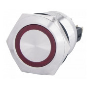 Кнопка металлическая с подсветкой и фиксацией (1НО+1НЗ) 220В красная TYJ22-371, АСКО-УКРЕМ мини-фото