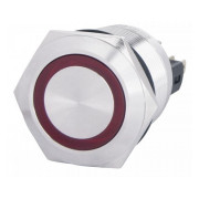 Кнопка металлическая с подсветкой (1НО+1НЗ) 24В красная TYJ22-271, АСКО-УКРЕМ мини-фото