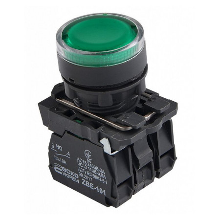 Кнопка с подсветкой без фиксации (1НО+1НЗ) зеленая TB5-AW33M5, АСКО-УКРЕМ (A0140010173) фото