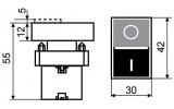 Кнопка двойная «ПУСК/СТОП» без фиксации (1НО+1НЗ) XB2-BL8425, АСКО-УКРЕМ изображение 7 (габаритные размеры)