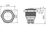 Кнопка металлическая (1НО) TY16-231A Scr, АСКО-УКРЕМ изображение 5 (габаритные размеры)