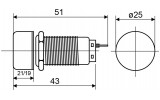 Кнопка металлическая с фиксацией (1НО+1НЗ) TY 19C-S11/1 возврат поворотом, АСКО-УКРЕМ изображение 5 (габаритные размеры)
