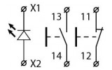 Кнопка двойная с подсветкой«ПУСК/СТОП» без фиксации (1НО+1НЗ) TB5-AW8365, АСКО-УКРЕМ изображение 7 (схема)