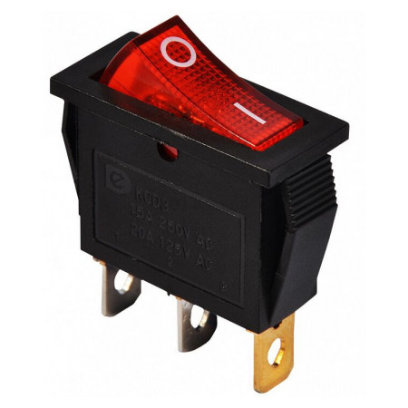 Перемикач KCD3-101N R/B чорний з червоною клавішою з підсвічуванням, АСКО-УКРЕМ (A0140040027) фото