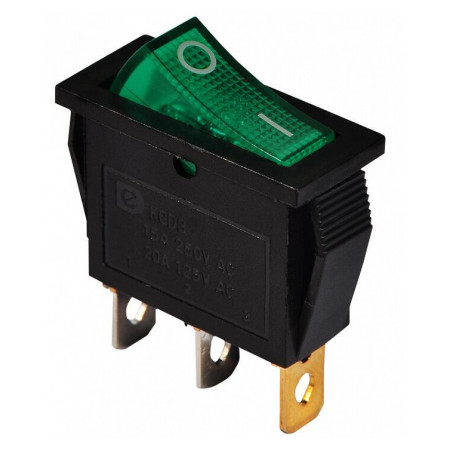 Переключатель KCD3-101N GR/B черный с зеленой клавишей с подсветкой, АСКО-УКРЕМ (A0140040028) фото