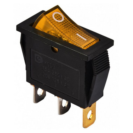 Переключатель KCD3-101N YL/B черный с желтой клавишей с подсветкой, АСКО-УКРЕМ (A0140040029) фото