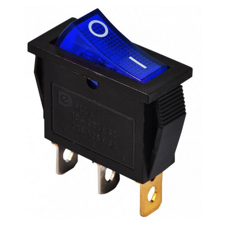 Переключатель KCD3-101N BL/B черный с синей клавишей с подсветкой, АСКО-УКРЕМ (A0140040030) фото