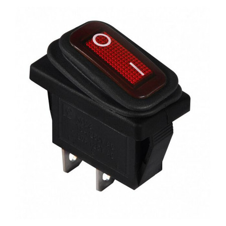 Переключатель KCD3-101W R/B черный с красной клавишей IP54, АСКО-УКРЕМ (A0140040033) фото