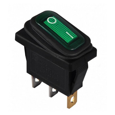 Переключатель KCD3-101WN GR/B черный с зеленой клавишей с подсветкой IP54, АСКО-УКРЕМ (A0140040035) фото