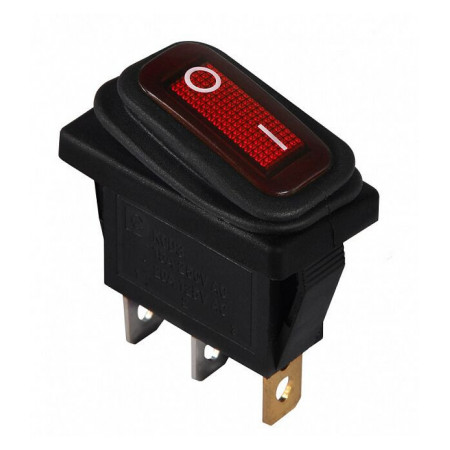 Перемикач KCD3-101WN R/B чорний з червоною клавішою з підсвічуванням IP54, АСКО-УКРЕМ (A0140040036) фото