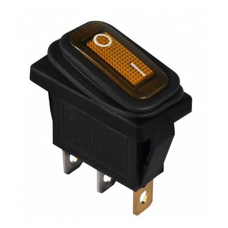 Переключатель KCD3-101WN YL/B черный с желтой клавишей с подсветкой IP54, АСКО-УКРЕМ (A0140040037) фото