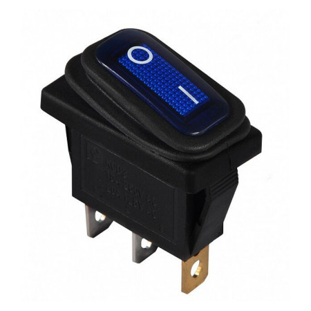 Переключатель KCD3-101WN BL/B черный с синей клавишей с подсветкой IP54, АСКО-УКРЕМ (A0140040038) фото