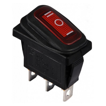 Переключатель KCD3-103W R/B на 3 положения черный с красной клавишей IP54, АСКО-УКРЕМ (A0140040042) фото