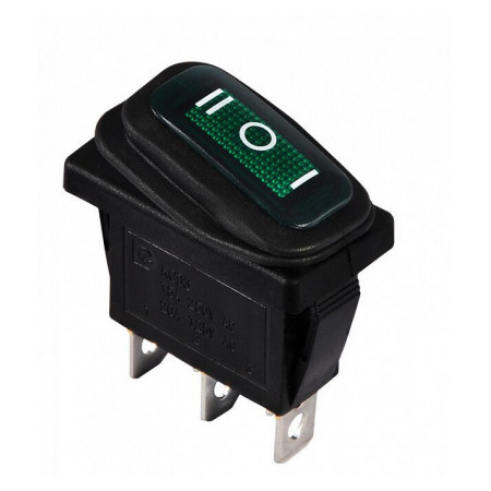 Перемикач KCD3-103W GR/B на 3 положення чорний з зеленою клавішою IP54, АСКО-УКРЕМ (A0140040043) фото