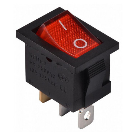 Переключатель KCD1-2-101N R/B черный с красной клавишей с подсветкой, АСКО-УКРЕМ (A0140040053) фото