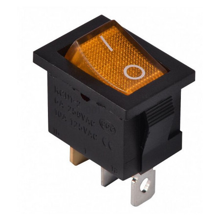 Переключатель KCD1-2-101N YL/B черный с желтой клавишей с подсветкой, АСКО-УКРЕМ (A0140040055) фото