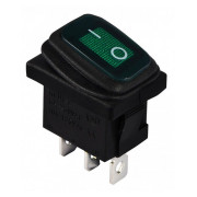 Переключатель KCD1-2-101WN GR/B черный с зеленой клавишей с подсветкой IP65, АСКО-УКРЕМ мини-фото