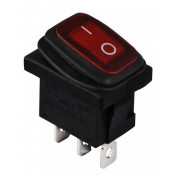 Переключатель KCD1-2-101WN R/B черный с красной клавишей с подсветкой IP65, АСКО-УКРЕМ мини-фото