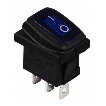 Переключатель KCD1-2-101WN BL/B черный с синей клавишей с подсветкой IP65, АСКО-УКРЕМ (A0140040061) фото