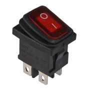 Переключатель KCD1-4-201WN R/B 2-полюсный черный с красной клавишей с подсветкой IP65, АСКО-УКРЕМ мини-фото