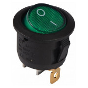 Переключатель KCD1-5-101N GR/B черный с круглой зеленой клавишей с подсветкой, АСКО-УКРЕМ мини-фото