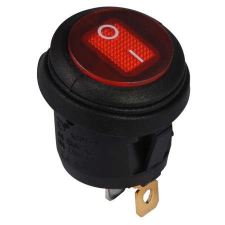 Переключатель KCD1-5-101WN R/B черный с круглой красной клавишей с подсветкой IP65, АСКО-УКРЕМ (A0140040074) фото