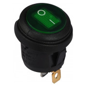 Переключатель KCD1-5-101WN GR/B черный с круглой зеленой клавишей с подсветкой IP65, АСКО-УКРЕМ мини-фото